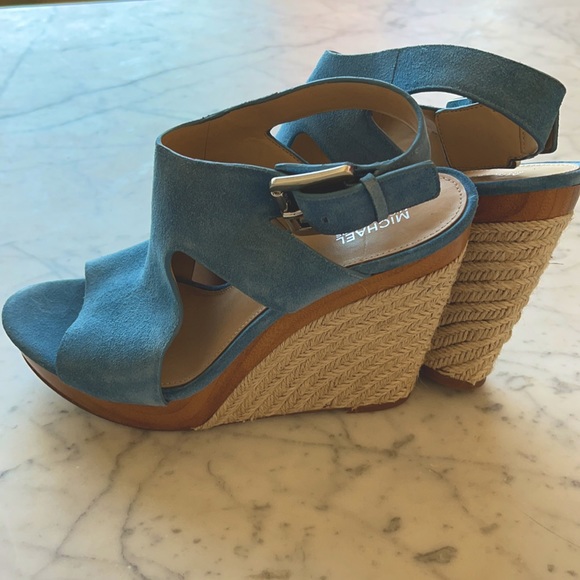 Michael Kors Blue Wedge Sandals - Picture 2 of 4